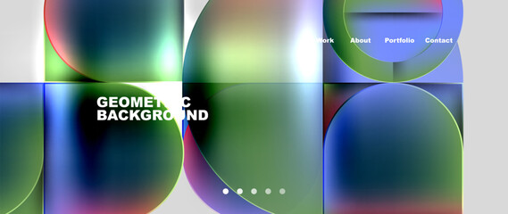 Obraz premium Geometric abstract glassmorphism with circles and squares. Vector Illustration For Wallpaper, Banner, Background, Card, Book Illustration, landing page