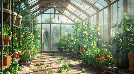 greenhouse with flowers