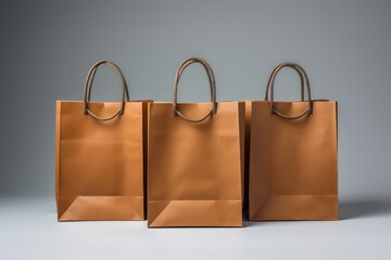 Various paper bags of different sizes and types, all in brown theme color, on a white background