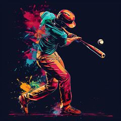 Illustration of a baseball player on a black background