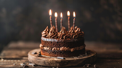 chocolate birthday cake with candles