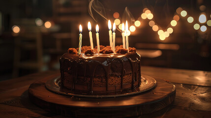 chocolate cake with candles