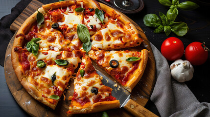 pizza on a table