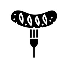 fork sausage meat glyph icon vector. fork sausage meat sign. isolated symbol illustration