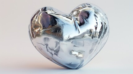 Heart made of a silver metallic material
