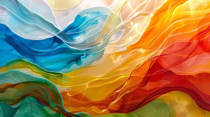 Colorful abstract waves blending multiple hues with a glossy finish