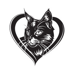 Cat Lover Heart Stock Vector Illustration isolated on white background