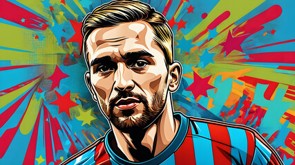 Pop art artistic image of footballer, Generative AI