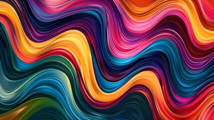 Colorful abstract waves blending multiple hues with a glossy finish