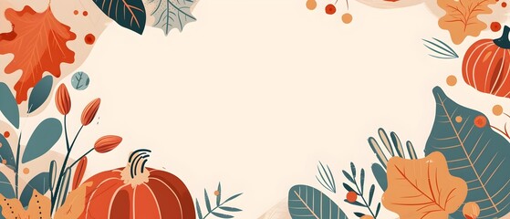Elegant Autumnal Ornamental Border with Blank Space for Thanksgiving Day Mockup Design