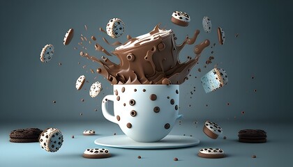 Celebratory Cookies Leaping in Choreographed Chocolate Explosion