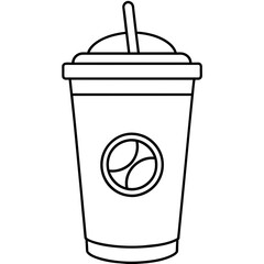 Paper coffee cup line art design