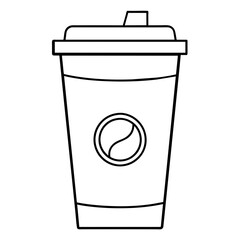 Paper coffee cup line art design