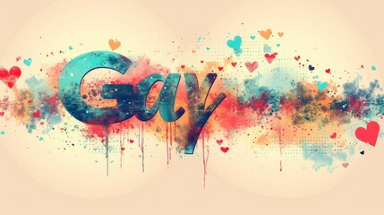 Celebrating Diversity in Typography: "Gay" with Rainbow Heart Accents