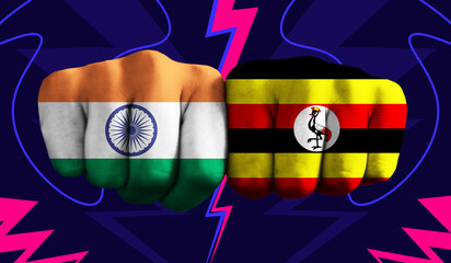 India VS Uganda T20 Cricket World Cup 2024 concept match template banner vector illustration...