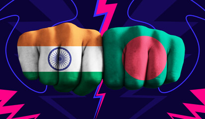 India VS Bangladesh T20 Cricket World Cup 2024 concept match template banner vector illustration...