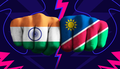 India VS  Namibia T20 Cricket World Cup 2024 concept match template banner vector illustration...