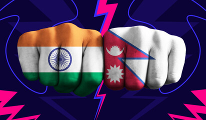 India VS Nepal T20 Cricket World Cup 2024 concept match template banner vector illustration design....