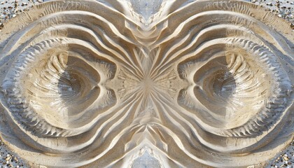 Swirling patterns of sand form a symmetrical design, sculpted by the wind and offering space for your words.