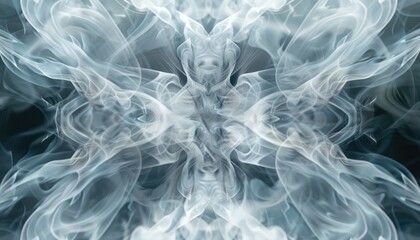 Fototapeta premium Symmetrical swirls of smoke dance gracefully, creating an ethereal and captivating pattern.