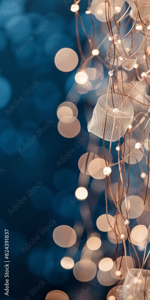 Poster abstract corporate growth concept featuring interconnected light nodes and bright lines in a modern 