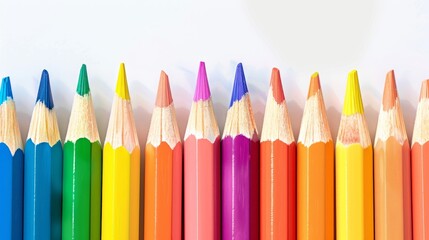 Fototapeta premium colored pencils row with wave white background