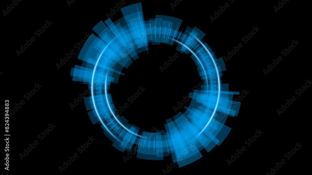 Poster animation blue circle holographic futuristic with transparent background. format quick time alpha rg