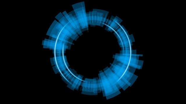 Animation blue circle holographic futuristic with transparent background. Format quick time alpha rgb, video codec animation.	
