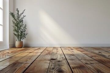Empty bedroom interior background wooden floor created with Generative AI