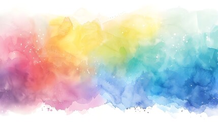 High-resolution, pure front rainbow, watercolor style, white background