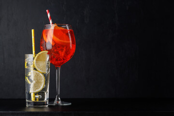 Aperol spritz and gin tonic cocktails