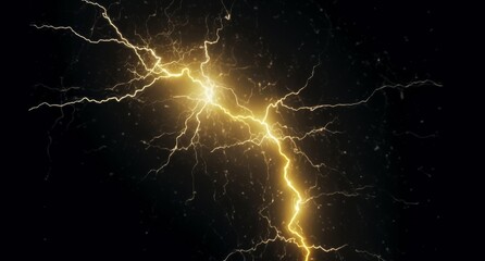 a golden flash of lightning against a dark backdrop, symbolizing the raw power and energy of a thunderstorm.