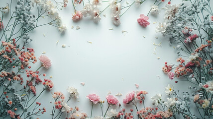 Autumn frame of dried different plants and flowers on white background. Top view. Flat lay. copy space. Autumn frame, dried plants, dried flowers, white background, top view, flat lay, copy space,