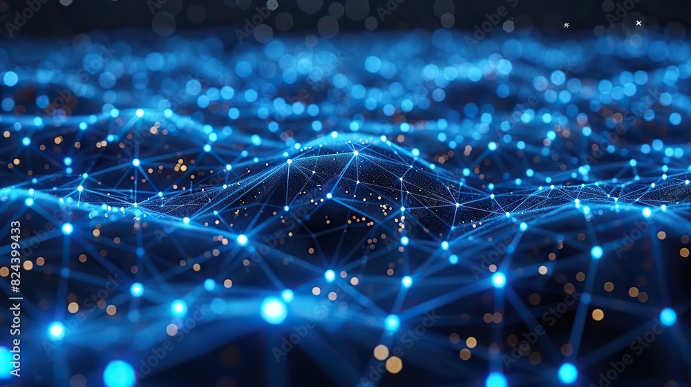 Poster a global mesh network with highlighted connection points. photo