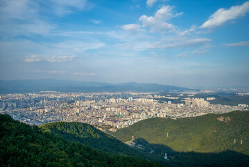 aerial view from aspan park of daegu, south korea