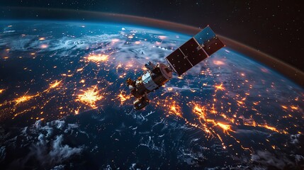 Satellite constellations providing worldwide connectivity. photo