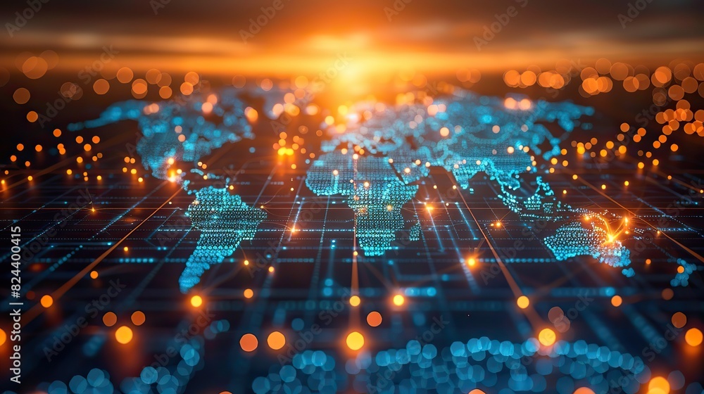 Poster global data analytics represented by interconnected charts. photo
