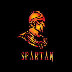 Dynamic Spartan Emblem on Bold Black Background - Conveying Strength and Tradition in a Striking Logo Design