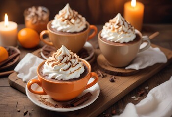 Fototapeta premium hot chocolate With whipped cream on top