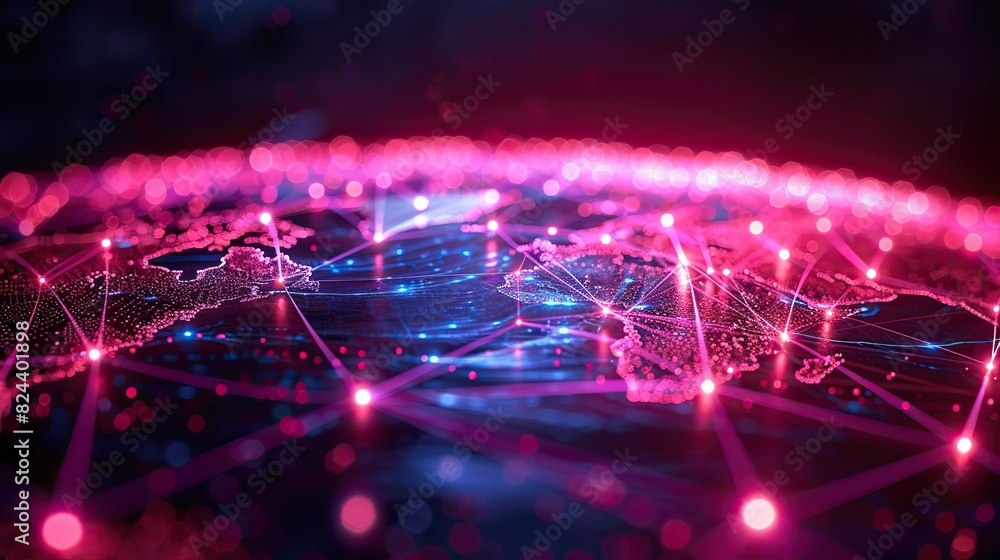 Poster a digital twin of the earth with connected networks. stock image