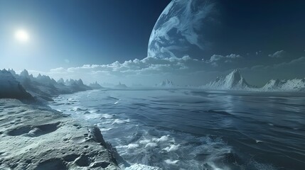 Fototapeta premium Otherworldly Frozen Landscape A Captivating of Climate in a Historical Context