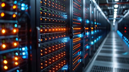 Obraz premium Virtual servers managing international data centers. stock photo