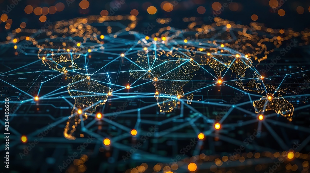 Poster worldwide web of iot devices interconnected. stock image