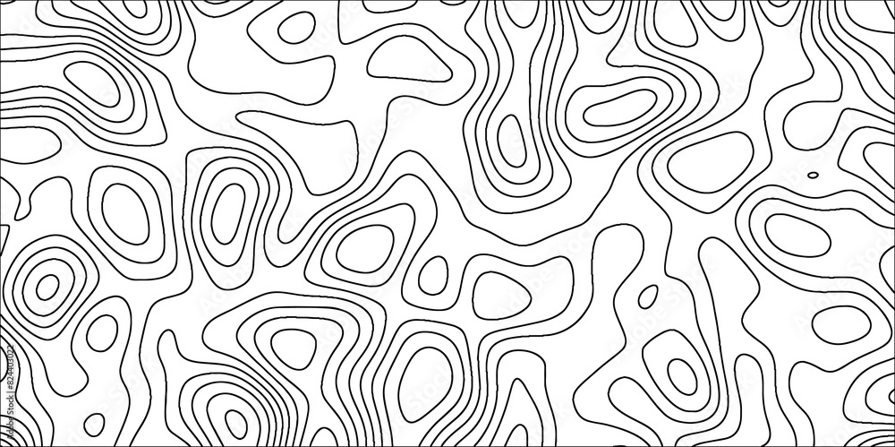 Aufkleber Topographic map in contour line and ocean topographic line map with curvy wave isolines. Geographic curved reliefs background.  Paper Texture Imitation of a Geographical map shades. 