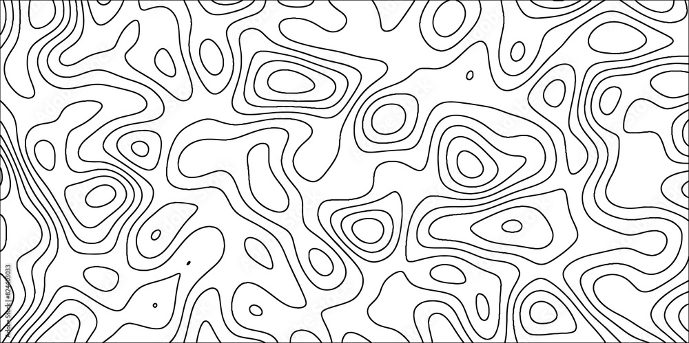 Aufkleber Topographic map in contour line and ocean topographic line map with curvy wave isolines. Geographic curved reliefs background.  Paper Texture Imitation of a Geographical map shades. 
