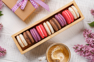 Colorful macaroons, arranged in a delightful display of vibrant hues