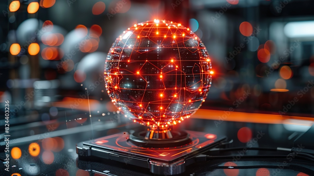 Poster digital globe with pulsating connection points. image
