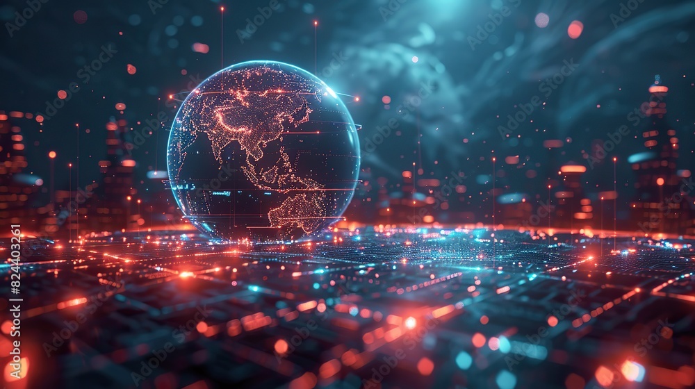 Poster cyber nodes ensuring global network resilience. stock image