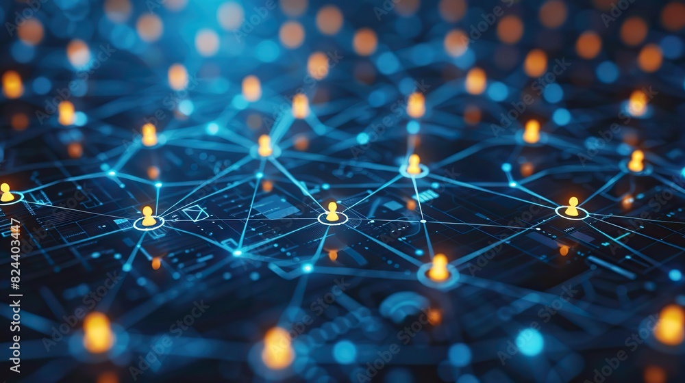 Poster global wireless network icons connecting users. stock image