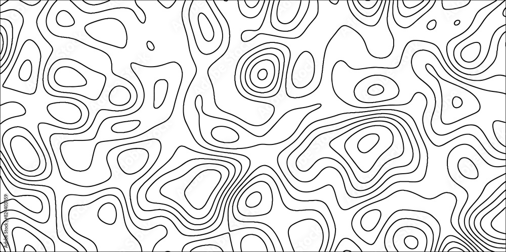 Fototapete topographic map in contour line and ocean topographic line map with curvy wave isolines. geographic 